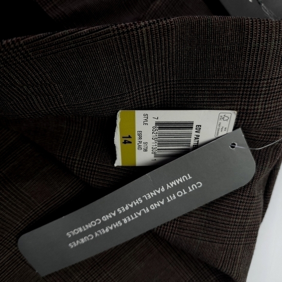 New JM Collection Brown Plaid Wide Leg Business Slacks Sz 14 - Picture 7 of 10